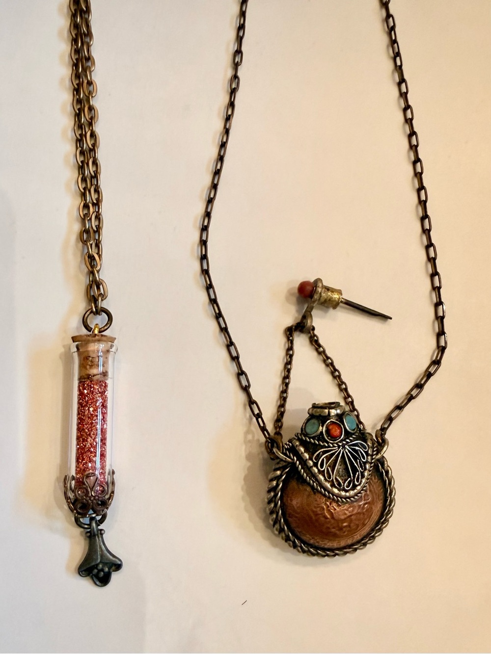 Free People Perfume Bottle & Glass Vial Necklace Set Boho